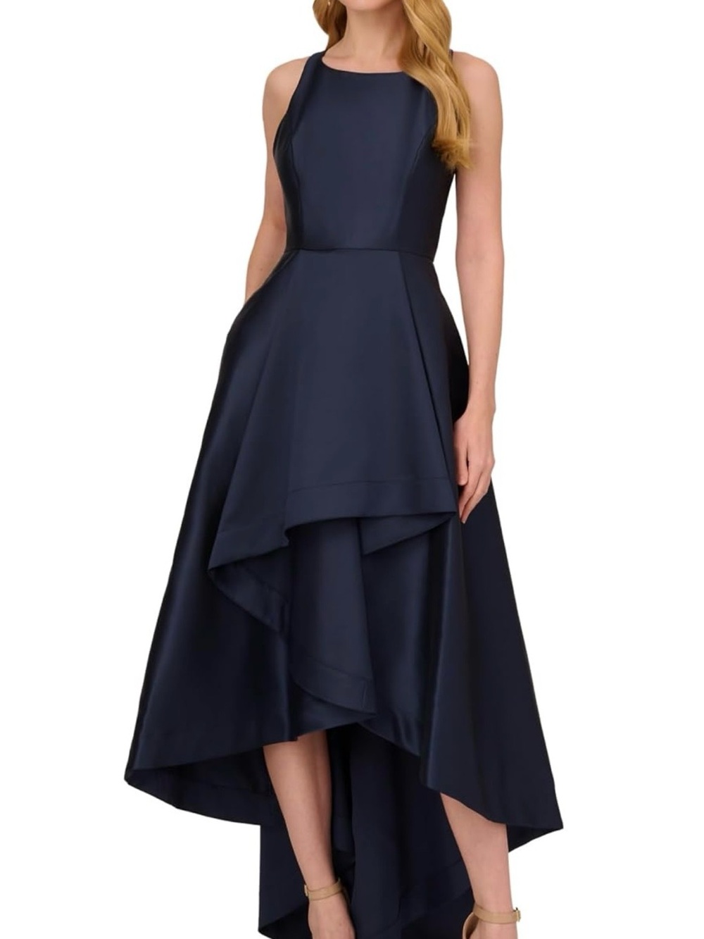 Adrianna Papell Women’s Mikado High Low Formal Evening Gown/ Dress - Navy Sz 12